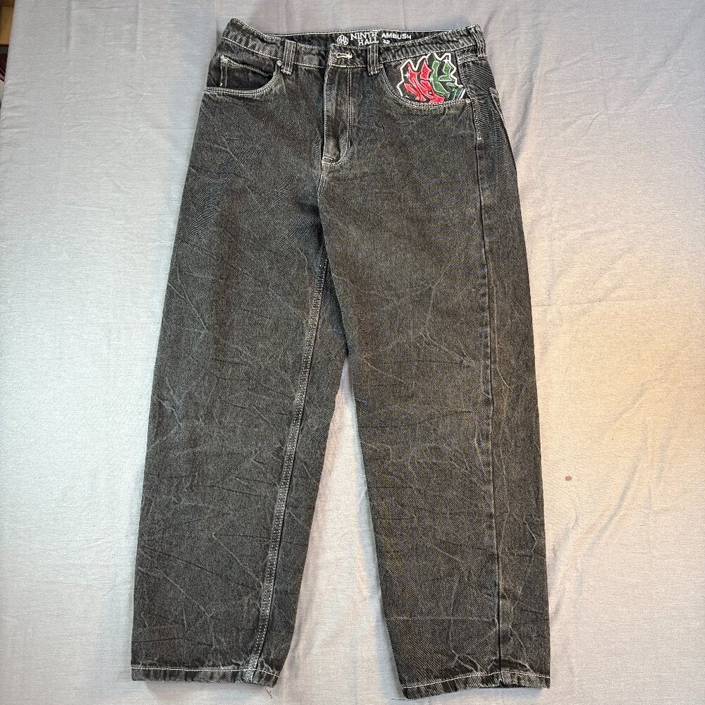 Ninth Hall Ambush Jeans 32x28 Embroidered Graffiti Eagle Dagger